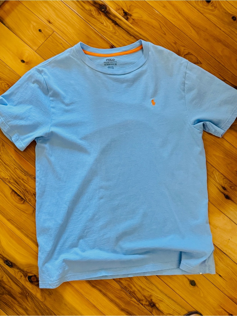 Polo by Ralph Lauren Short Sleeve Crew Tee - Sky Blue with Orange Logo
